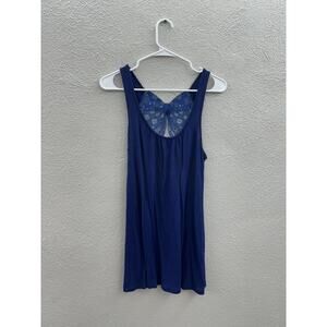 Kirra Womens Tank Top Size Medium Blue Sequin Bow Racerback USA Made